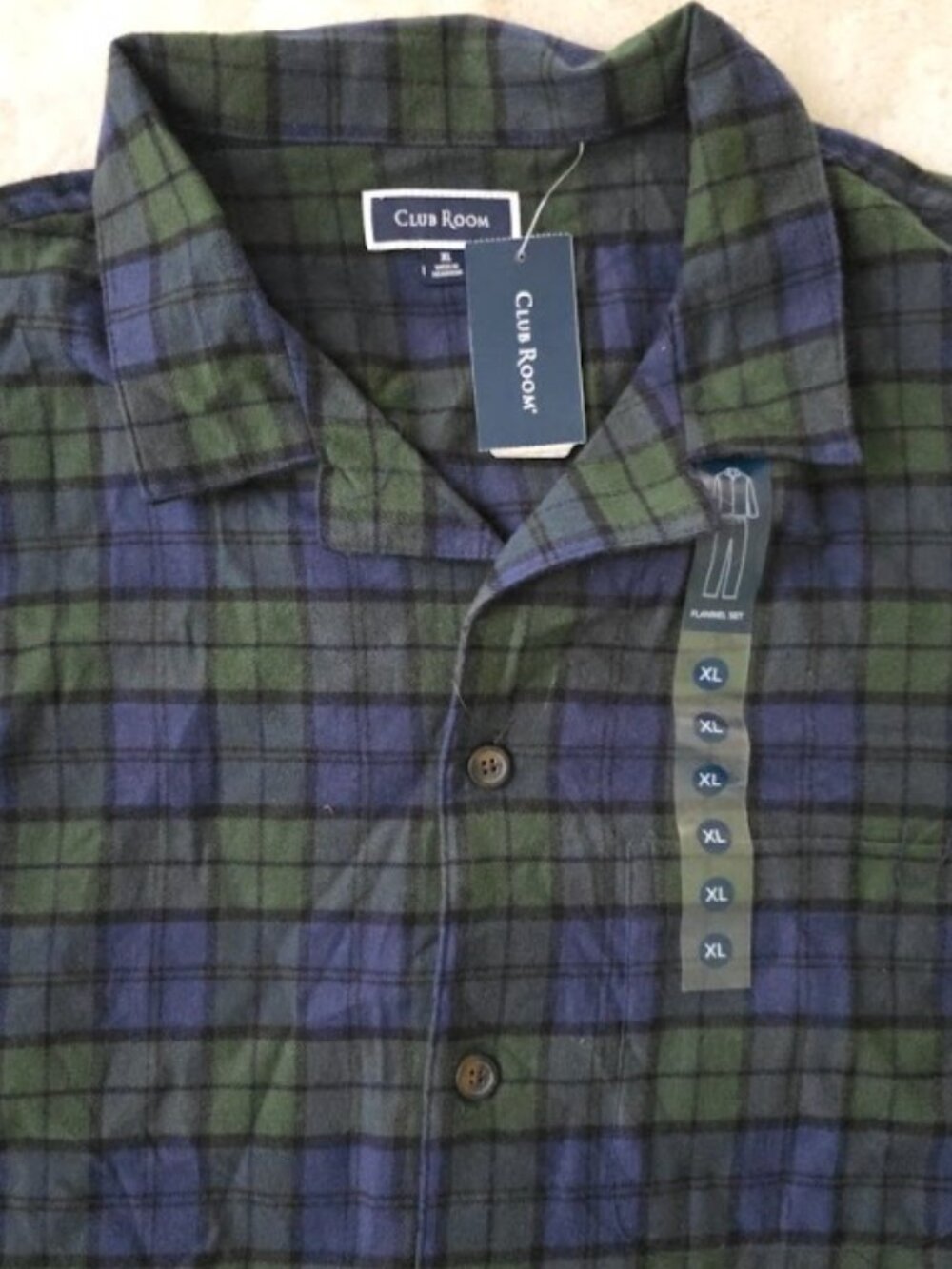 Club Room Mens Sato Plaid Flannel Lush Meadow TOP only